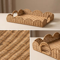 Rattan Tray with Handles Wicker Tray Sturdy for Coffee Table, Vanity