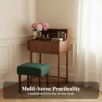 Single-Drawer Vanity with Round Mirror Space-Efficient Size Dressing Table Easy to Clean Multi-Functional for Women, Teens
