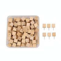 Natural Wood Pushpin Kit Multi-Purpose Decorative Map Tacks With Storage Box