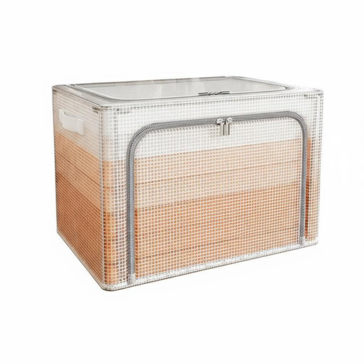 Foldable textile Box Portable Handles Stackable viewing paneled Container for Dorm Room