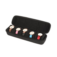 Portable Multi-Slot Watch Storage Box with Sponge Compartments, Zipper Bag for Travel