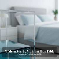 Clear Acrylic End Table Stable and Sturdy See-Through Accent Table for Dorm Room