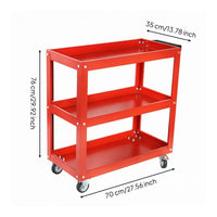 Steel Three-Tier Tool Cart Caster Wheels Mobile Tool Cart Open-Frame Utility Storage Bolted