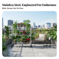 Tiered Rolling Plant Shelf Multi-Tier Design plant Rack Movable with casters