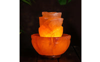 Warm Lotus Mineral Lamp Carved Mineral Lamp with Wooden Base Ambient Night Light Natural for Bedside, Bedroom