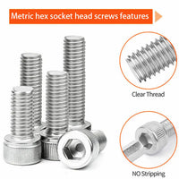 1080pcs Screw Assortment Kit, 304 Stainless Steel, Cylindrical Head Hex Socket Screws and Nuts