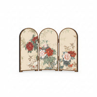 Tabletop Folding Screen Hinged Arched Folding Screen Wood-Tone for Desk, Cabinet
