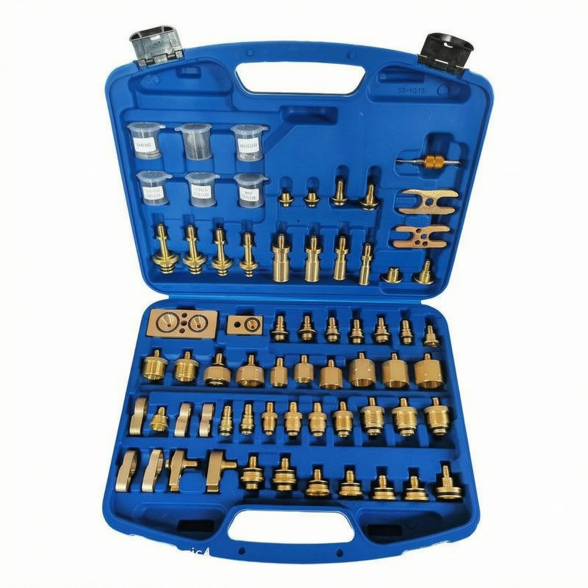 Brass Adapters Automotive Air Conditioning Leak Test Kit Two-Level Interior Car Leak Identifier Kit Organized Storage Refrigerant Diagnostic Set Latch Closures for Mechanics, Auto Repair Workers, Workshop, Garage