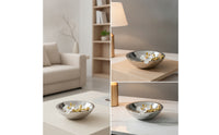 Decorative Fruit Bowl Stainless Steel Fruit Bowl with Ornament Silver Decorative Tray with Ornament for Sideboard