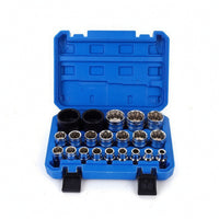 21 Pieces Twelve-Point Socket Set Organized Socket Set with Carrying Case Chrome-Finished for Mechanics, Automotive Repair