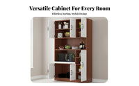European Design Tall Buffet Cabinet Multi-Functional Kitchen Hutch with Storage Large Capacity Freestanding Kitchen Hutch Space Saving for Homeowners, Families, Apartment Dwellers, Dining Room, Home Bar, Hallway