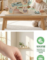 Wooden 4-Track Inertia Glider Car Toy for Toddlers
