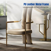Backrest Dining Chair, Contemporary Luxury, Italian Minimalist, Brushed Stainless Steel, Leather, Ergonomic Armrest, Home Decor