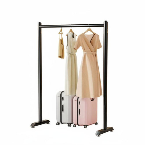 Rolling Clothes Rack with Shelf Floor-Standing Clothing Stand Easy Assembly sturdyDuty for Homeowners, Renters, Entryway, Closet