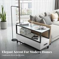 Rolling End Table with Drawer On Wheels Multi-Level Rolling Organizer for Study