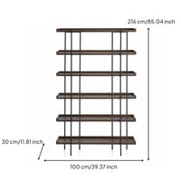 Multi-Tier Open Bookcase Wrought Iron Frame Industrial Design Bookshelf Minimalist Design Industrial Bookshelf for Collectors