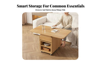 Drop-Panel Storage Cart Multi-Functional Living Room Furniture on Wheels Easy Adaptation for Renters, Homeowners, Home Office