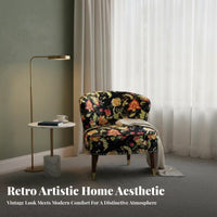 Floral Print Armchair Vintage Design Upholstered High-Sided Armchair Armchair Designer Inspired High Support Support for Adults