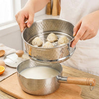 Instant Noodles Stainless Steel Pot with Steamer, Versatile Milk Pan and Pasta Pan for Electric Hobs, Stainless Steel Saucepan with Lid, 1 Pack