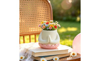 Sculptural Lotus Planter Nature-Inspired Planter with Hands Decorative Lotus Flower Pot Ceramic-Style for Windowsill, Desk, Shelf