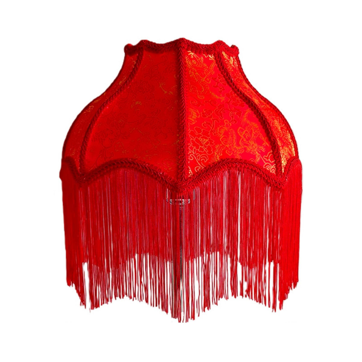 Lampshade with Fringe Velvet Dome Lampshade Textured for Guesthouses