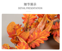 跨境万圣节秋季枫叶花环 塑料藤感恩节桉树叶挂件丰收节门饰花圈