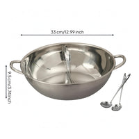 Split Hot Pot Silver Polished Yin Split-Broth Pot Double Handle Cookware
