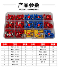 280PCS Cold-Pressed Insulated Steel Copper-Plated Wire Connector Terminal Kit in Box