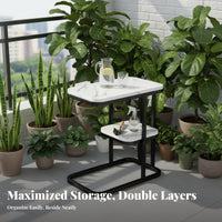 two-levellevel Square Accent Table Modern Design Nightstand adaptable for Small Spaces