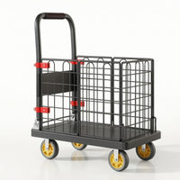 Foldable Utility Cart Quiet Rolling Cart with Wire Enclosure Portable