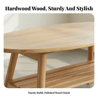 Two-Tier Oval Coffee Table Minimalist Aesthetic Living Room Furniture
