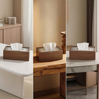 Wooden Tissue Box Wood-Grain Rectangular Tissue Box Cover Easy to Clean