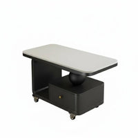 Cream Style Movable Sintered Stone Coffee Table for Living Room, Small Space