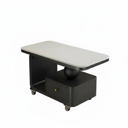 Cream Style Movable Sintered Stone Coffee Table for Living Room, Small Space