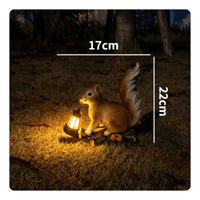 Squirrel Solar Lantern Statue Weather-Resistant for Patio