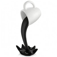 Cup with Pouring Stream Floating Desktop Ornament Glossy for Desk, Coffee Lovers