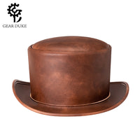 Medieval Knight Retro Hat Steampunk PU Leather Round Top Unisex Magic Hat Cosplay Prop