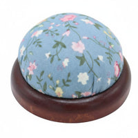 Sewing Thread Organizer Pincushion Needle Cushion Cotton Textile Top Stable Wood Base Decorative Floral Print Suitable for Professional Tailors DIY Hobbyists Home Decoration Gift Giving