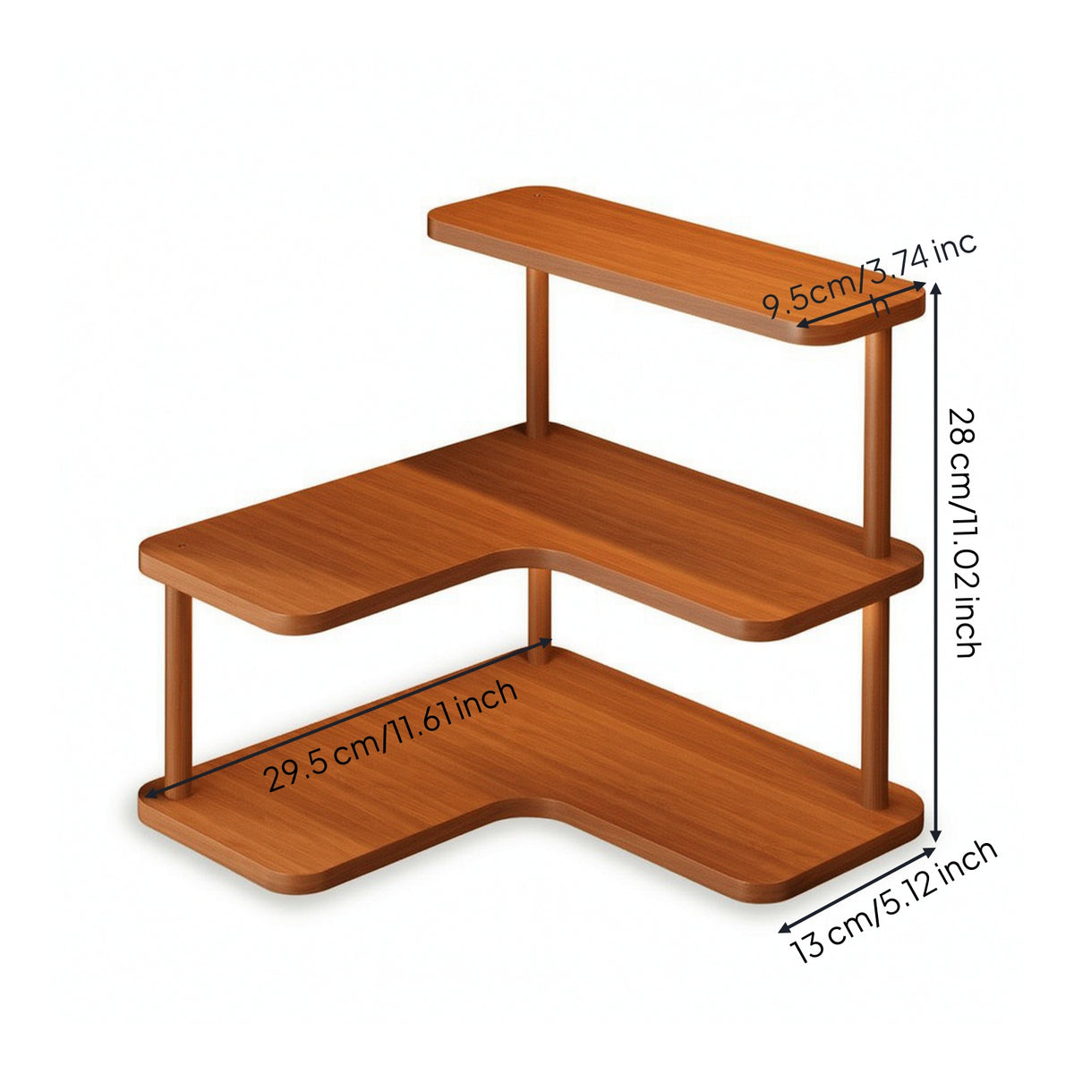Space-Saving Desk Corner Storage Shelf Compact Desk Corner Shelf 3-Tier Furniture Sturdy for Kitchen Counter