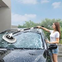Cleaning Brush with Extra Mop Head for Car Cleaning and Car Wash, Detailing Tool with Yellow and Black Bent Handle, Soft Brush for SUV and RV