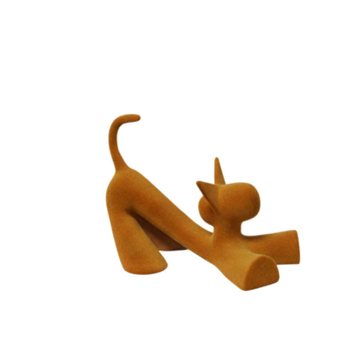 Cat Figurine Flocked Cat Statue Minimalist Tabletop Ornament for Living Room