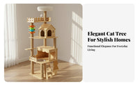 Cat House Multi-level Climbing Structure Scratching Posts Pet Condo Toys Durable Wood Construction Play Center Suitable for Living Room Bedroom