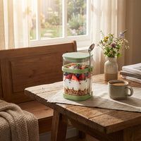 Overnight Oats Container with Spoon, Yogurt Parfait Cup, Salad Jar for Commuters, Health Enthusiasts, Travel, School
