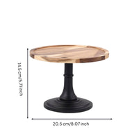 Cake Stand with Pedestal Round Wooden Cake Pedestal Elevated for Cafes, Hosts