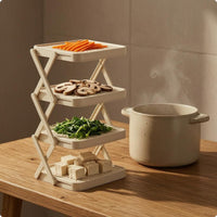 Foldable Prep Rack Triangular Frame Collapsible Tray Stand Rounded Corners