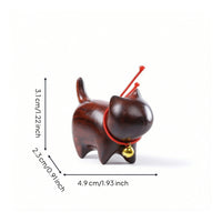 Tea Pet Mini Desktop Ornament Carved Cat Wooden Cat Ornament Polished for Collectors, Desk, Bookshelf