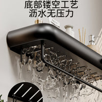 Bathroom Storage Rack, Wall-Mounted, No Drilling, Space Aluminum, Modern Simple Style