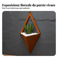 Rustic Metal Wall Planter Modern Design Rhombus Shaped Wall Pot Easy to Install