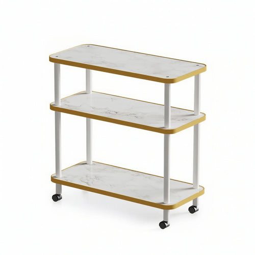 Rolling Storage Rack Versatile 3 Tier Utility Cart Space Saving Side Table for Living Room, Kitchen