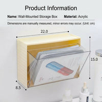 Cosmetics Organizer Transparent with Lid, Wall Mounted Holder for Mirror Cabinet, Acrylic Makeup Storage Box Bathroom Shower Room
